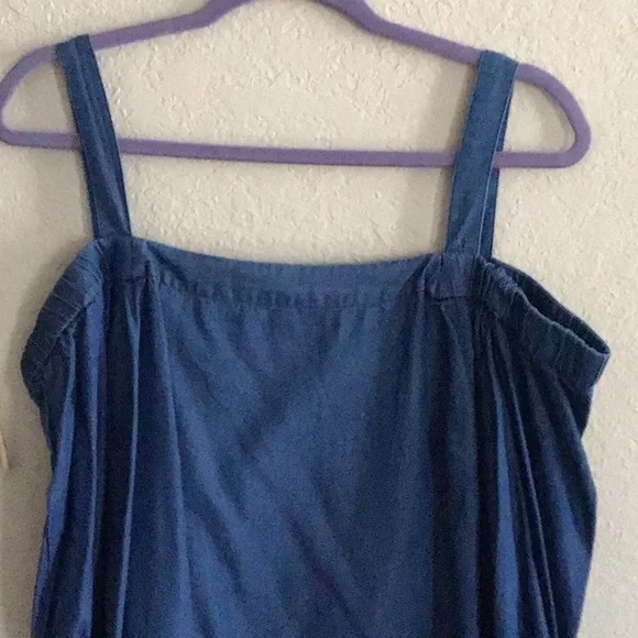 FEMININE DENIM BLUE OFF SHOULDER DETAILS W/OPEN SHOULDER, GATHERED SLEEVES XL - Picture 4 of 7